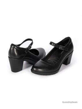 Mary Jane Heels Arch Support Chunky Block Heel Round Toe Pumps for Women